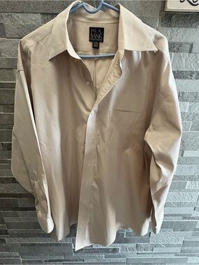 Jos. A. Bank Beige Long-Sleeve Dress Shirt